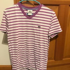 Lacoste Men’s Short Sleeve Striped V-Neck T-Shirt